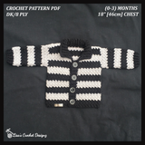 Ziggy Crochet Striped Baby Cardigan | 0-3 Months | Crochet Pattern PDF | English