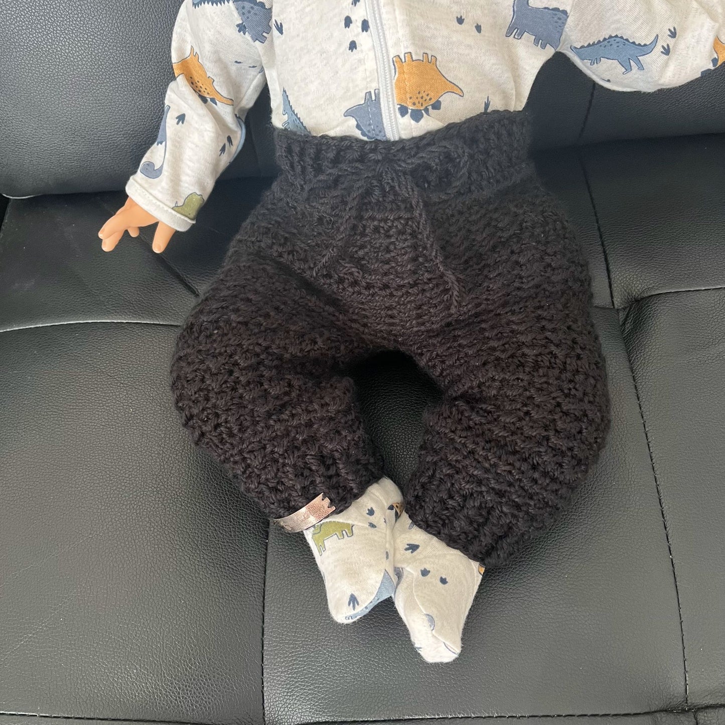 aaron crochet baby pants on baby