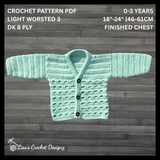 Crochet Baby Cardigan Pattern – Adam V-Neck Baby Sweater (0–3Y)