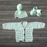 Crochet Baby Set Pattern PDF – Adam Cardigan, Hat & Booties (0–3Y)