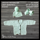 Crochet Baby Set Pattern – Adam Cardigan, Hat & Booties (0–3Y)