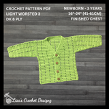Crochet Baby Pattern Set – Apple Cardigan & Pants (NB–3Y / NB–2Y)