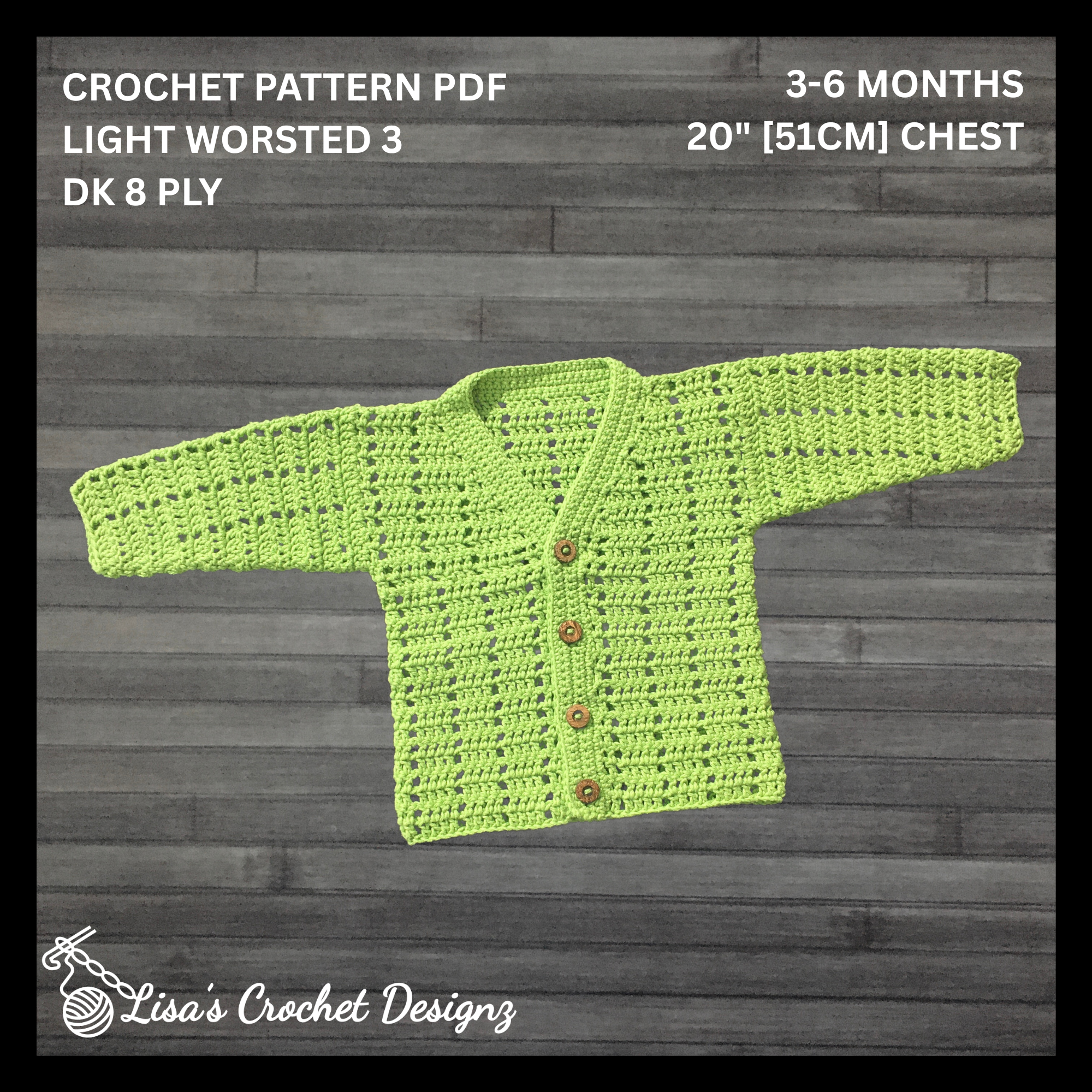Apple Baby Cardigan 3-6 Months | Crochet Pattern PDF | English