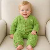 Crochet Baby Pattern Set – Apple Cardigan & Pants (NB–3Y / NB–2Y)