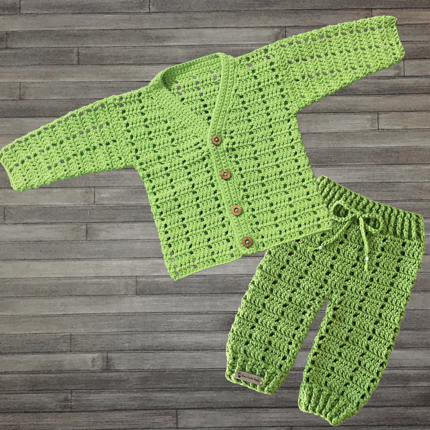 Crochet Pattern Apple Baby Cardigan and Baby Pants Set