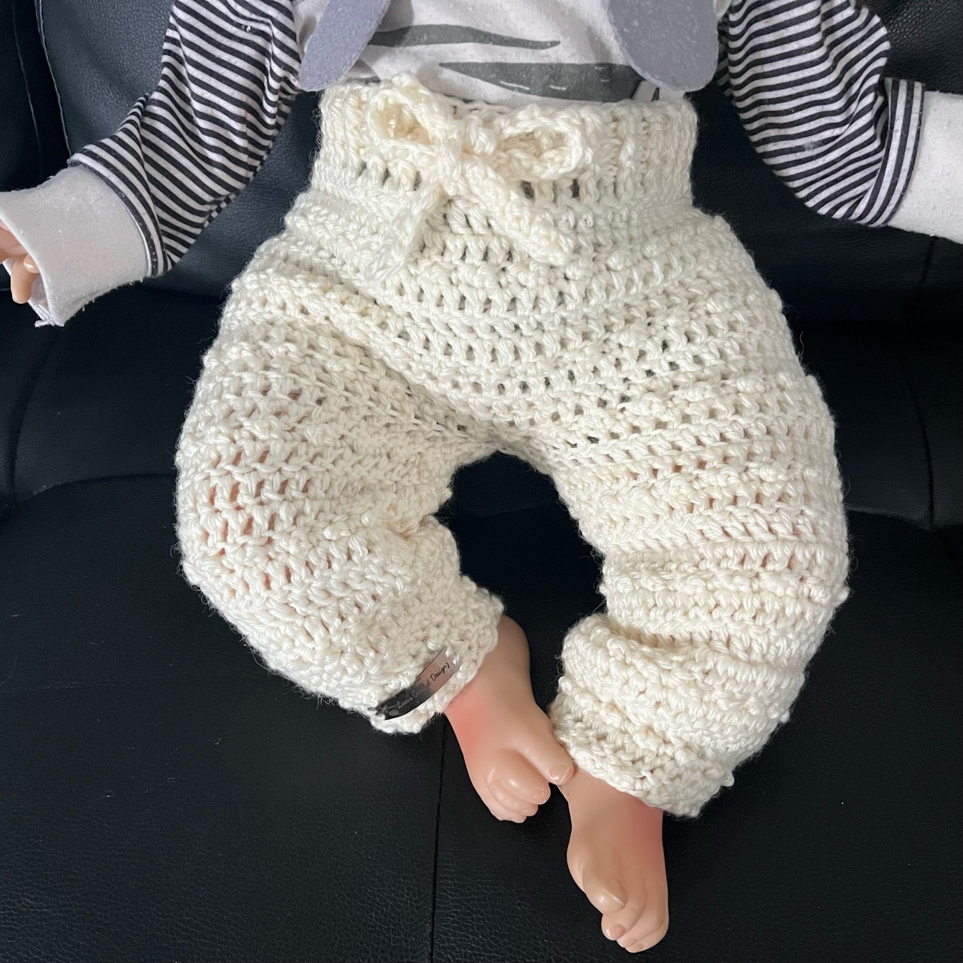 ashley crochet baby pants on baby