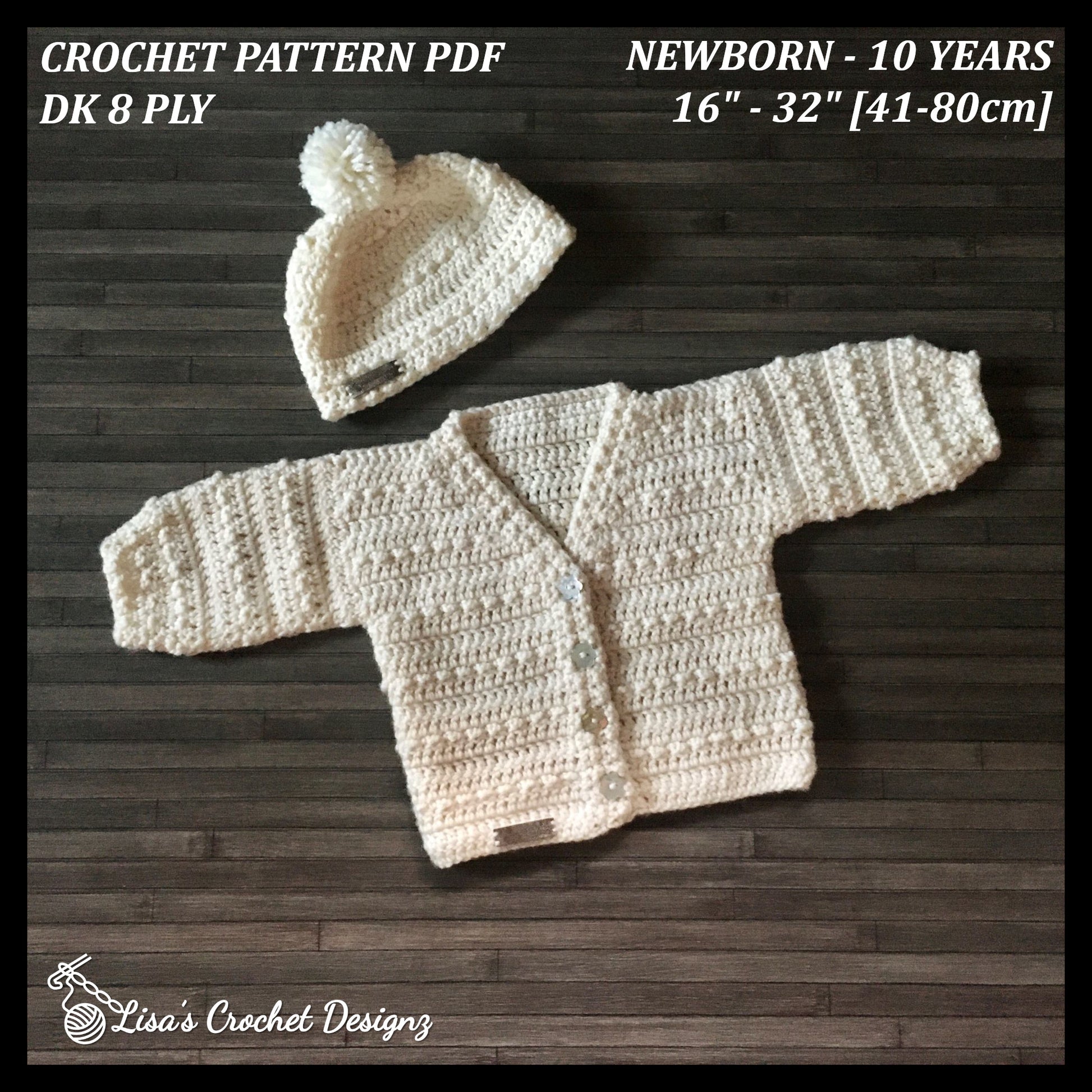 Cream Baby Bonnet and Booties Set 6-12 Months Crochet Baby 