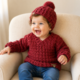 Crochet Baby & Kids Sweater & Hat Pattern – Berri V-Neck Pullover Set (0–10Y)