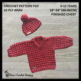 Crochet Baby & Kids Sweater & Hat Pattern PDF – Berri V-Neck Pullover Set (0–12Y)