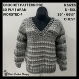 Berri Adult Crochet Sweater Pattern – Unisex V-Neck Pullover Sweater (S-5XL) – English PDF