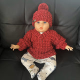 berri crochet pullover sweater and hat on baby