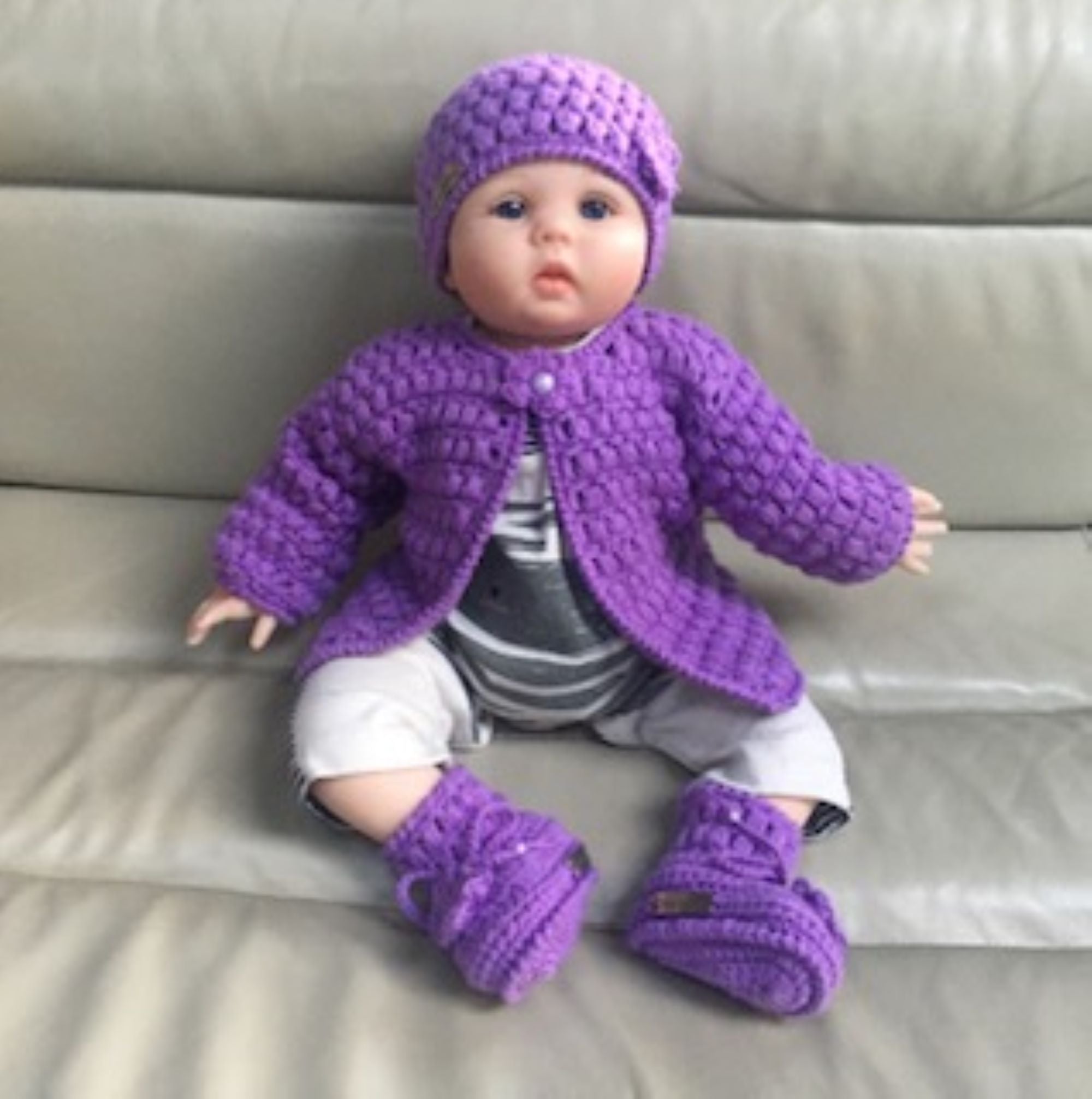 Beth Baby Set | Cardigan & Hat to 10 Years & Booties | Crochet Pattern PDF | English