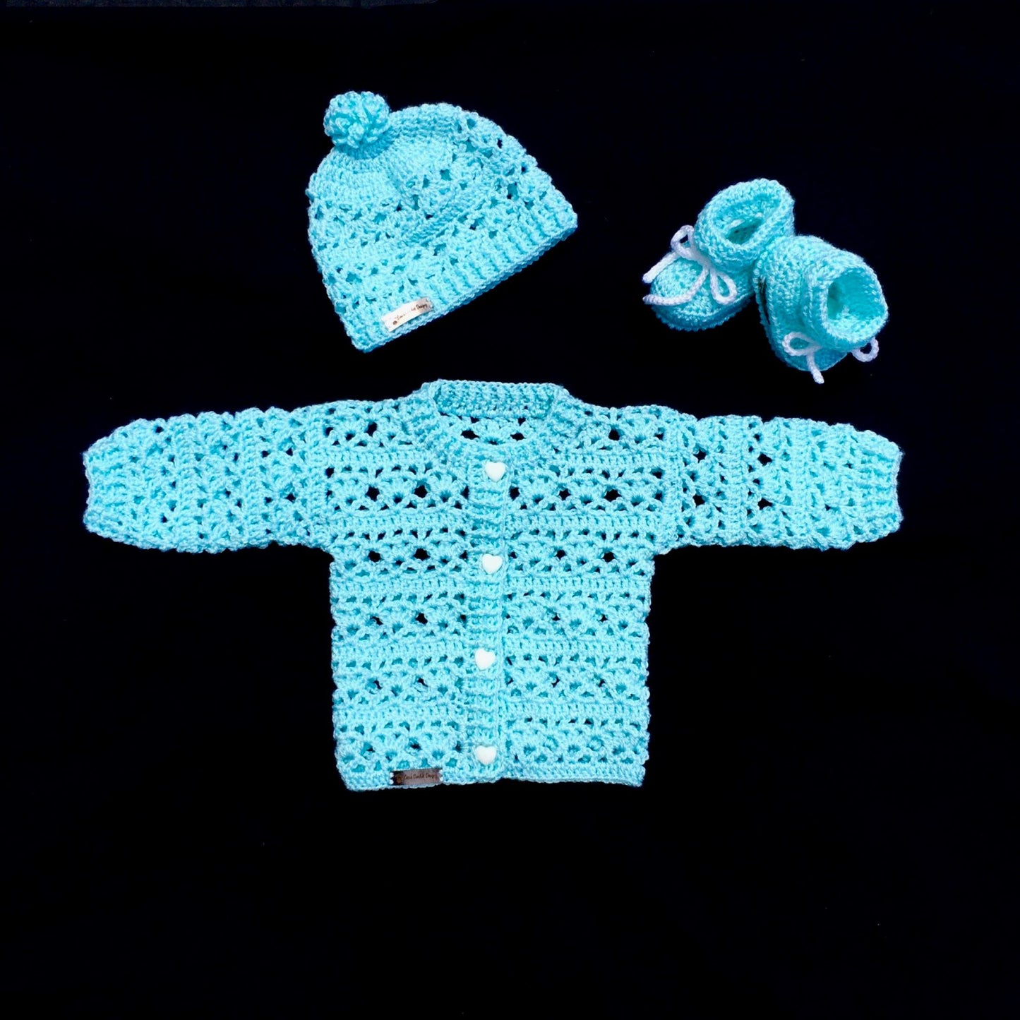 bonnie crochet baby sweater hat and booties