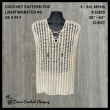Cade Crochet Pattern Men's Mesh T-Shirt (S-5XL) – Digital PDF Pattern in English