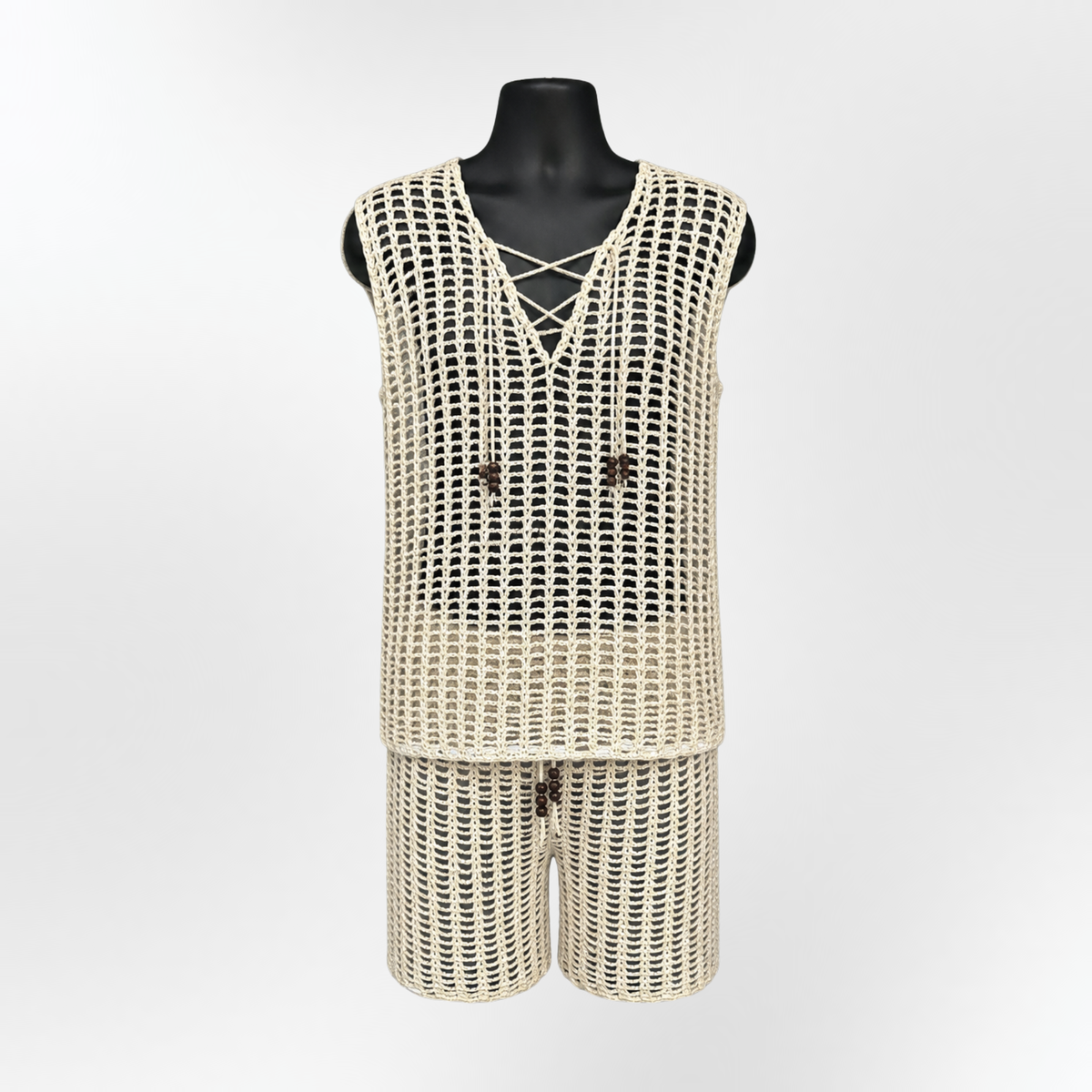Crochet Mesh Tank Top & Shorts Set Pattern (S–5XL) – Cade Matching Summer Outfit for Men & Women