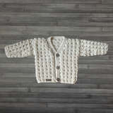 Crochet Baby Cardigan Pattern PDF – Caleb Cabled Baby Sweater (0–3Y)