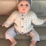 Caleb Cabled Cardigan, Hat & Booties Set Crochet Pattern (0–3 Months to 2 Years) English Only