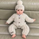 Crochet Baby Pattern Set – Caleb Cabled Cardigan, Hat, Booties, Pants & Bib