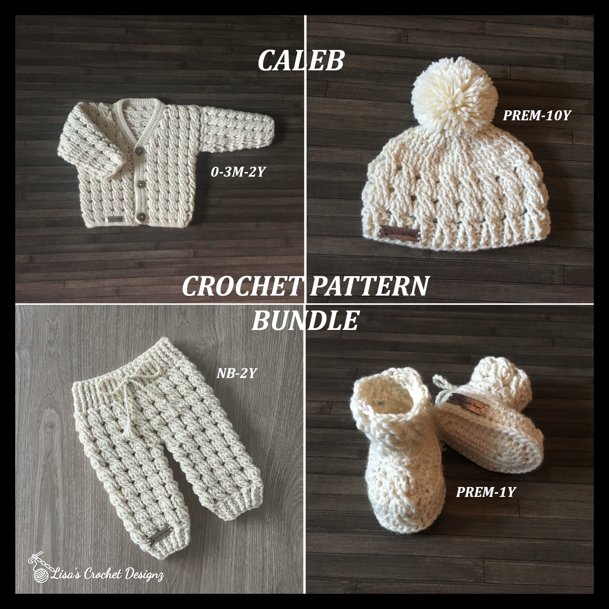 caleb crochet pattern bundle of 4