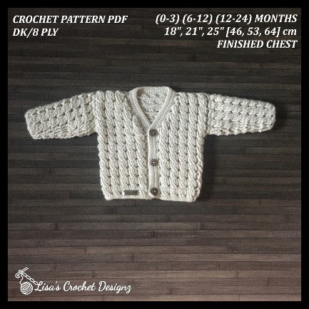 Caleb cabled crochet baby sweater