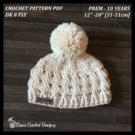 caleb crochet cabled hat