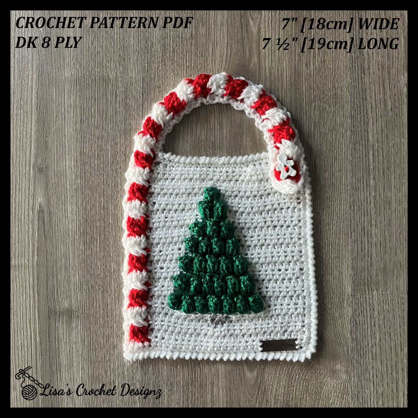 Chrissy Christmas Crochet Candy Cane Baby Bib Crochet Pattern details