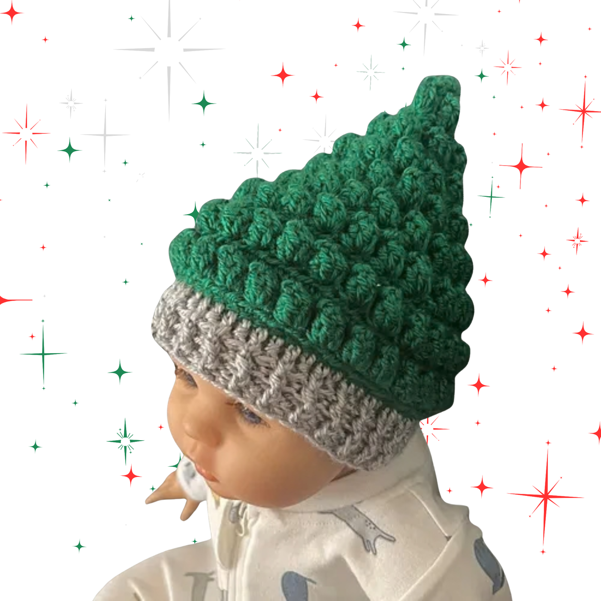 Crochet Christmas Tree Hat Pattern – Chrissy Bobble Beanie (Preemie–Adult) – English Only