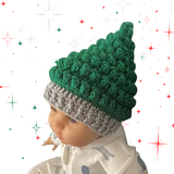 Crochet Christmas Tree Hat Pattern – Chrissy Bobble Beanie (Preemie–Adult) – English Only