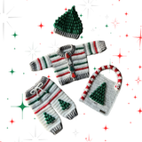 Crochet Christmas Pattern Collection – Chrissy Cardigan, Hat, Pants & Bib (Baby–10Y / Adult Hat) – English Only