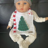 Crochet Baby Bib Pattern – Chrissy Christmas Bib with Candy Cane & Tree