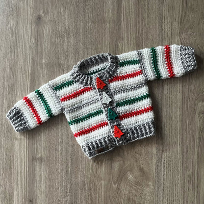 Crochet Pattern Chrissy Christmas Sweater Cardigan Prem to 10 Years