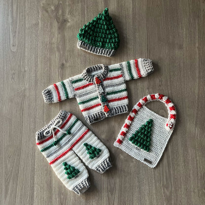 Crochet Pattern Chrissy Christmas Cardigan Hat Pants Bib Set