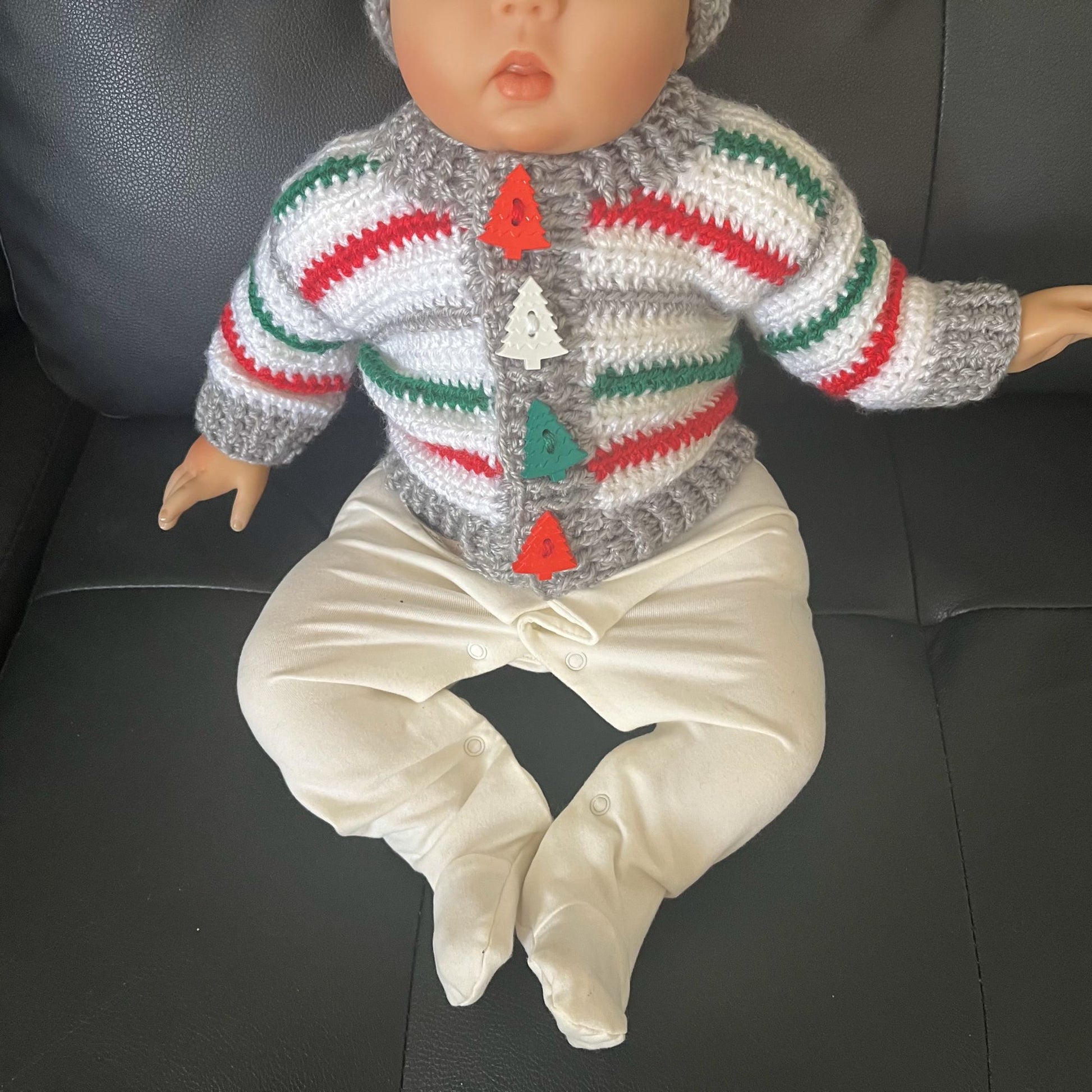 christmas crochet sweater on baby