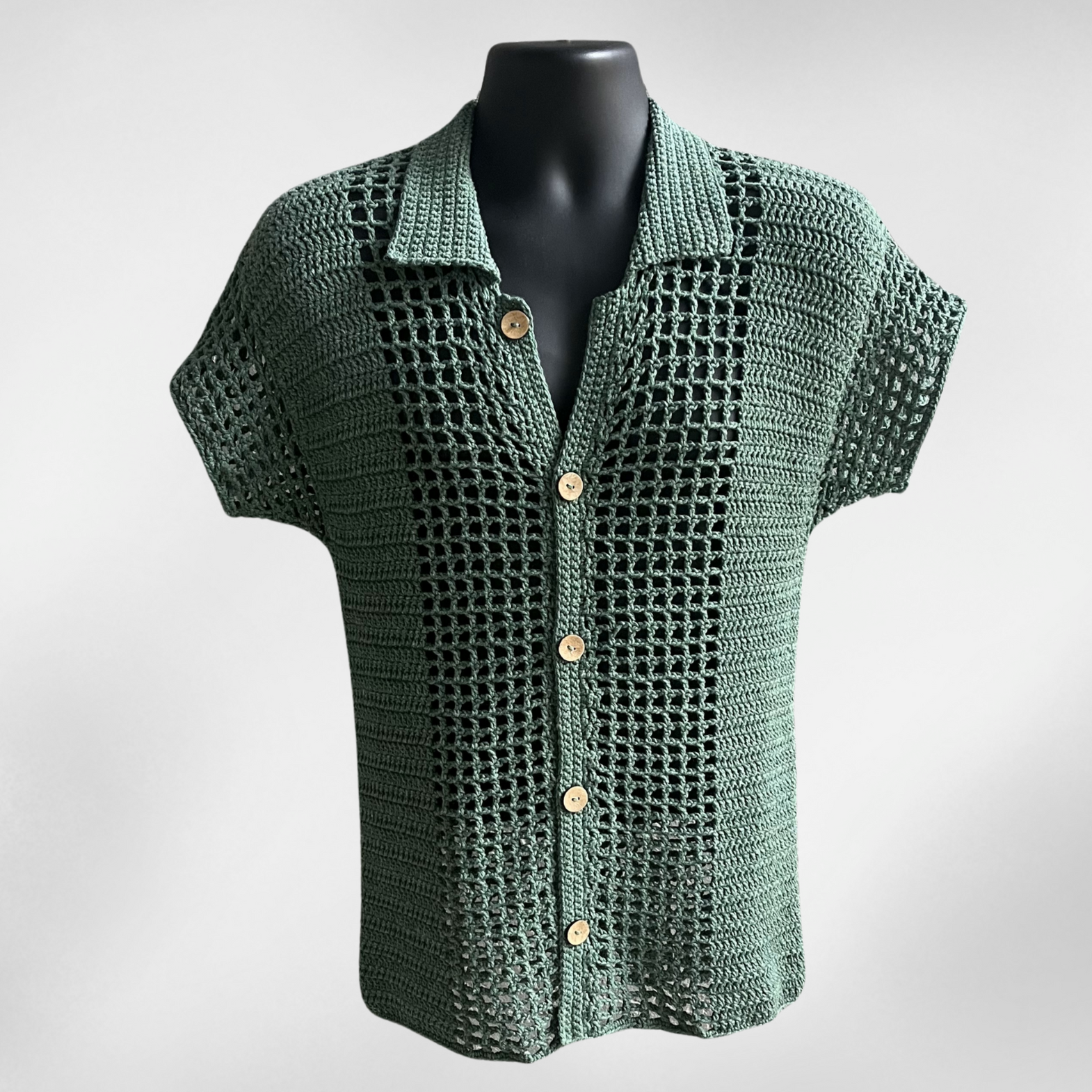 Seabreeze Crochet Pattern – Men's Button-up Shirt (S-5XL