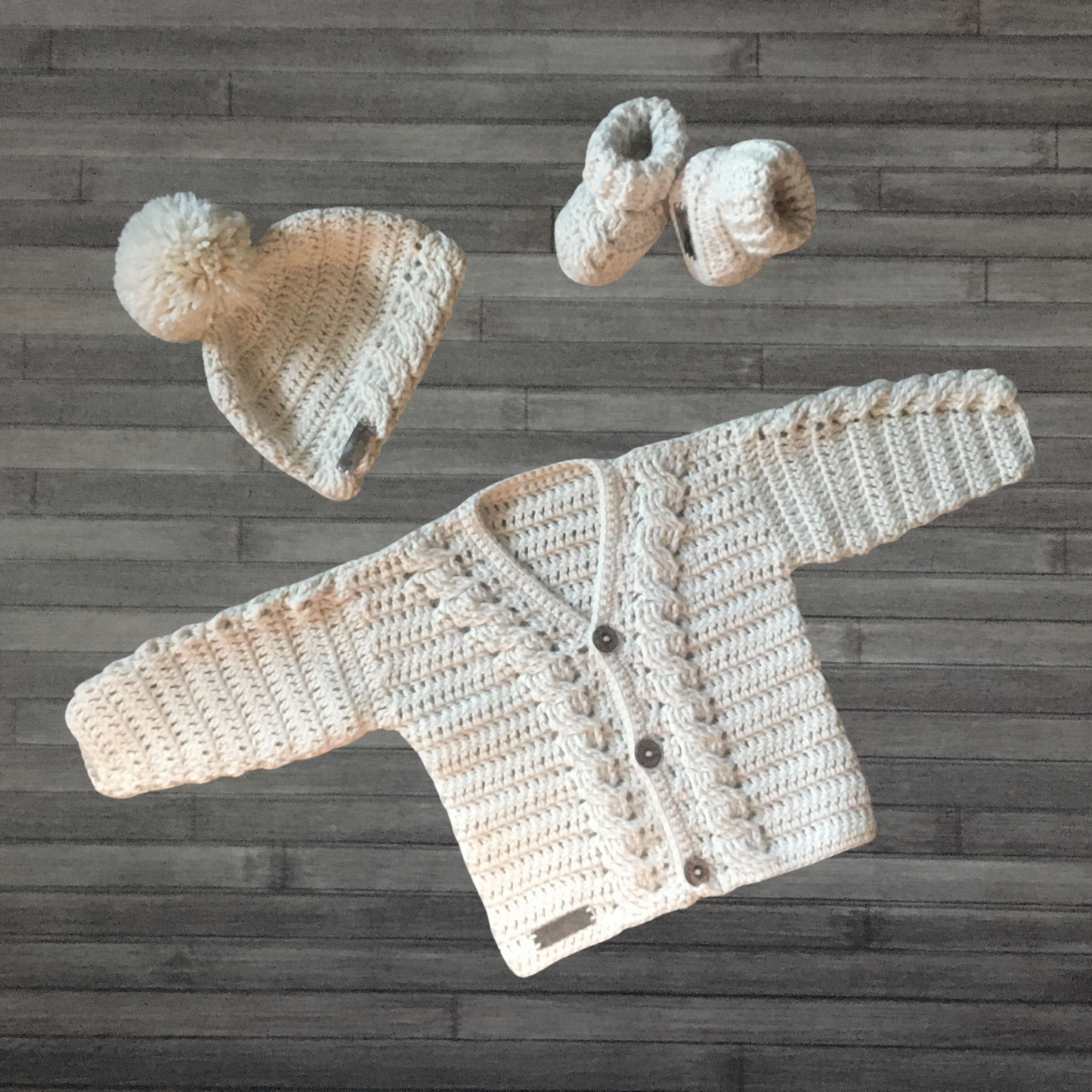 Crochet Pattern Cooper Cardigan Hat and Booties Baby to 2 Years