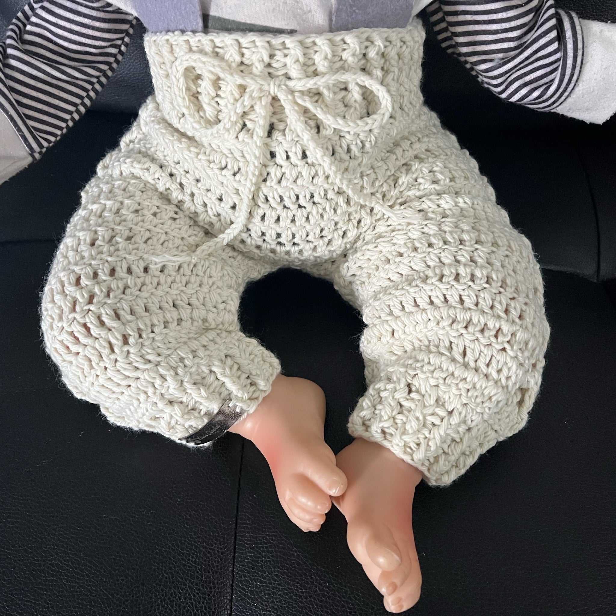 Cooper Crochet Baby Pants on baby