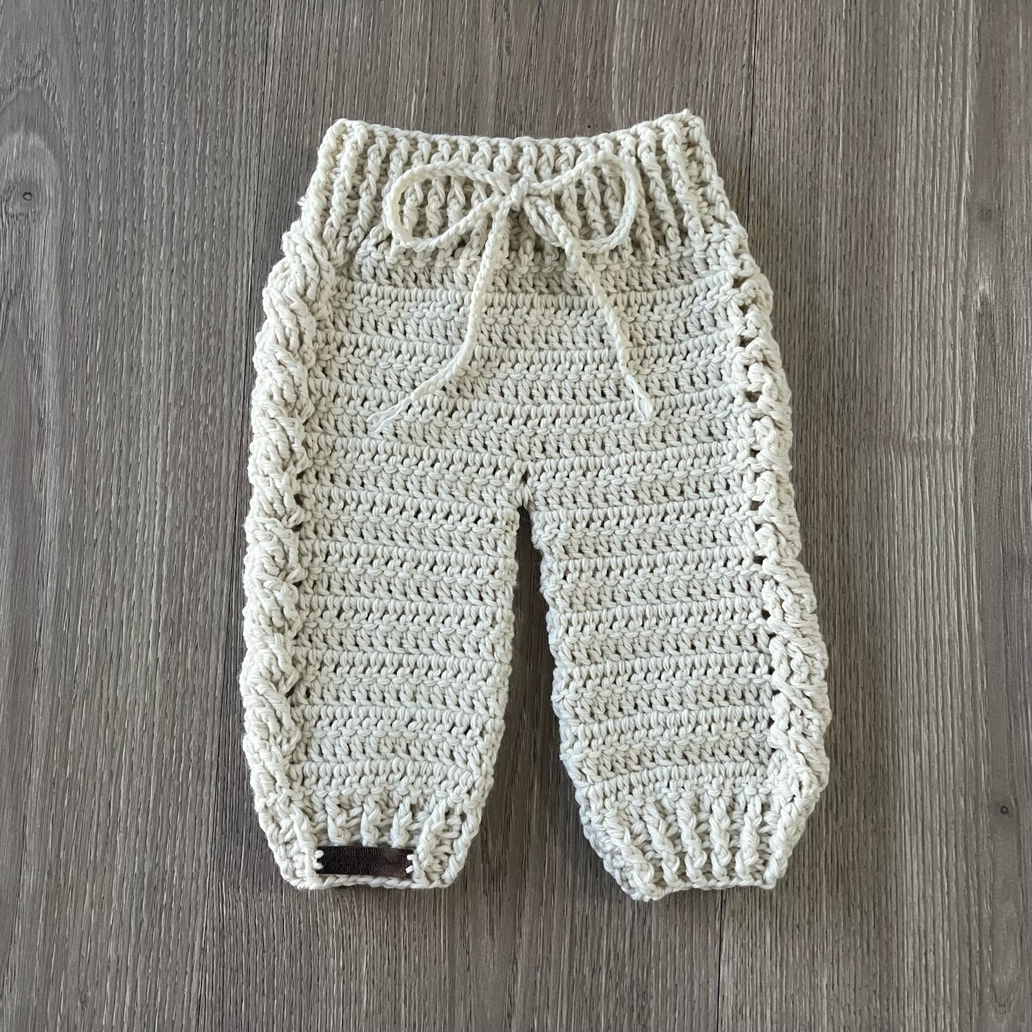 Cooper Crochet Baby Pants front