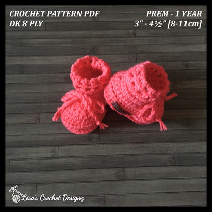 Coral Crochet Baby Booties Crochet Pattern details