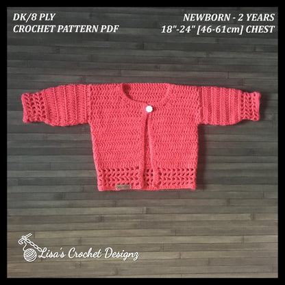 coral crochet baby sweater crochet pattern details