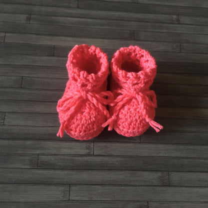 Coral Crochet Baby Booties front