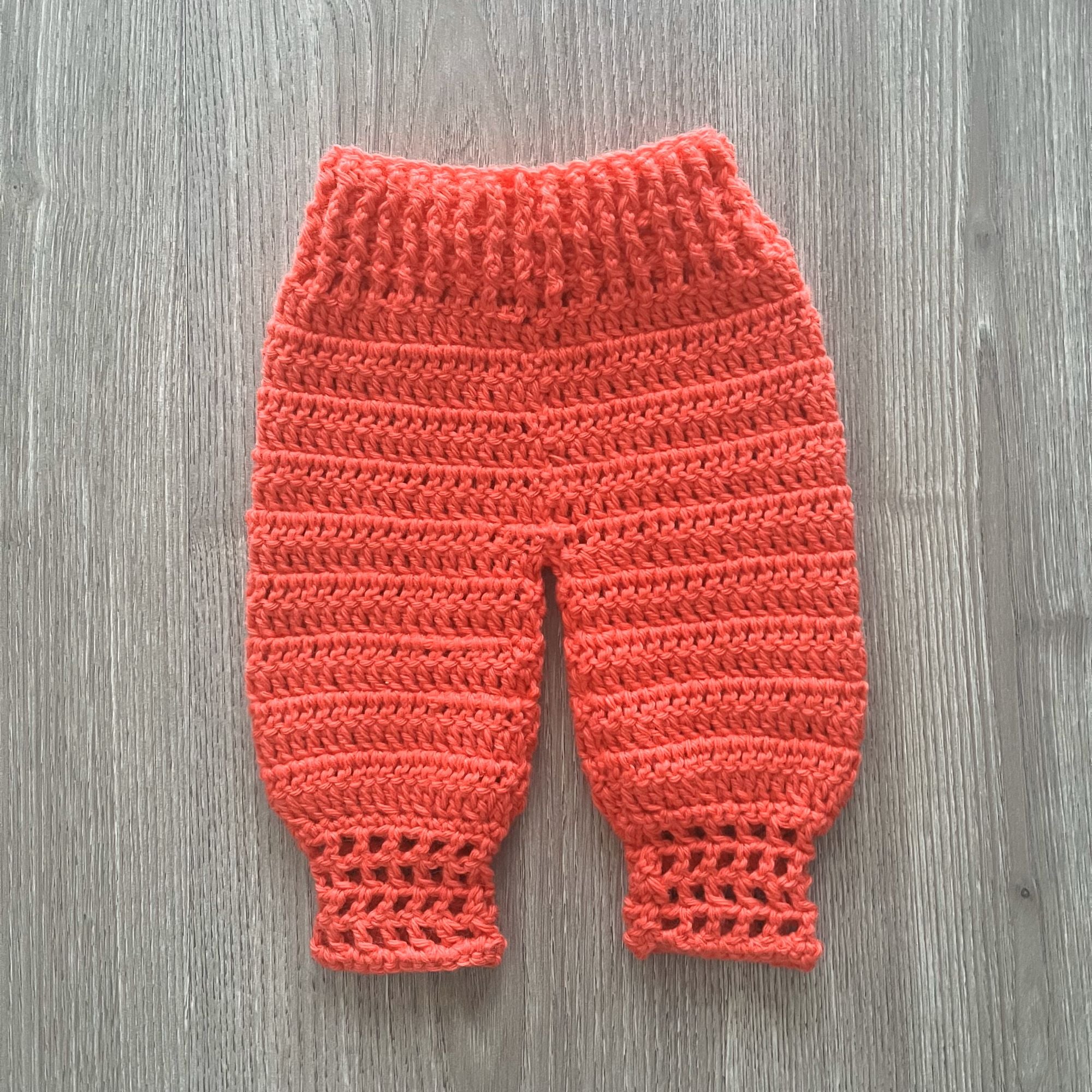 Coral Crochet Baby Pants back