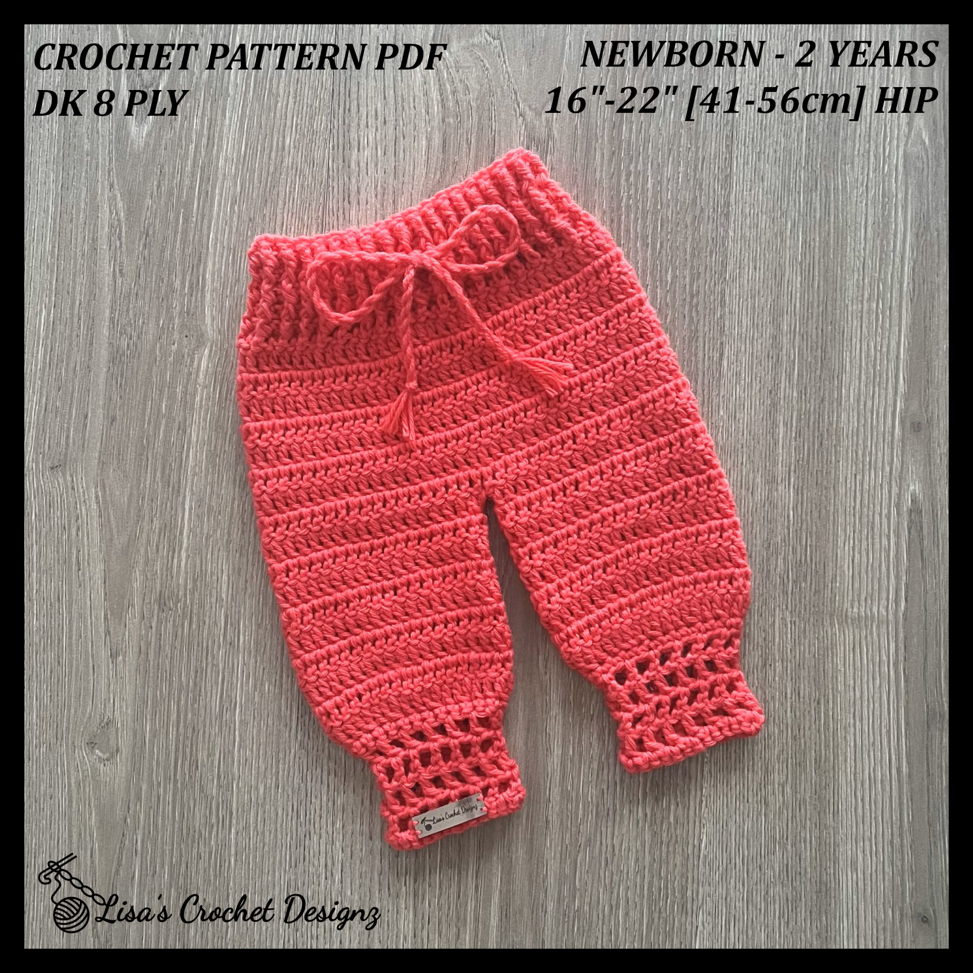 Coral Crochet Baby Pants Crochet Pattern details