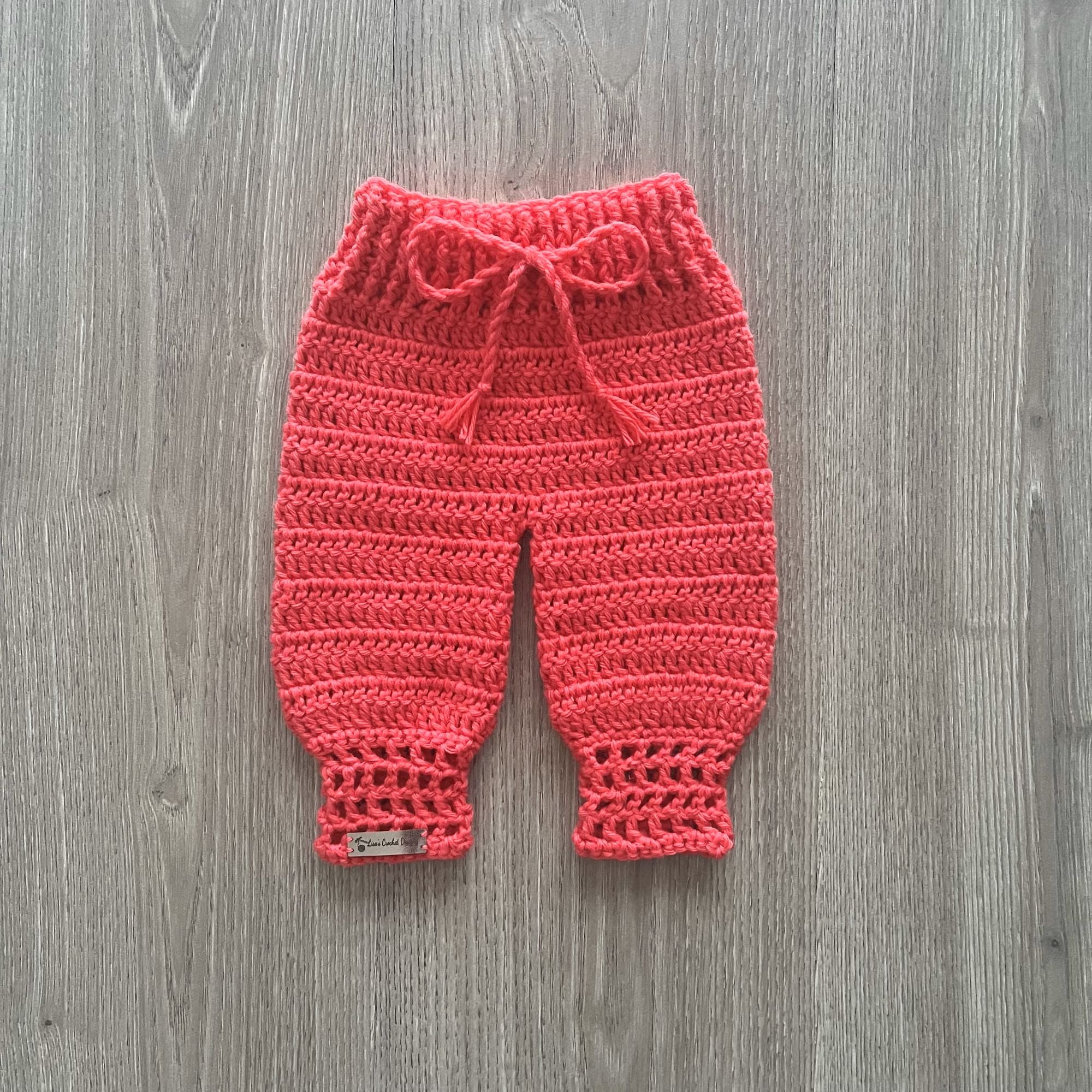 Coral Crochet Baby Pants front