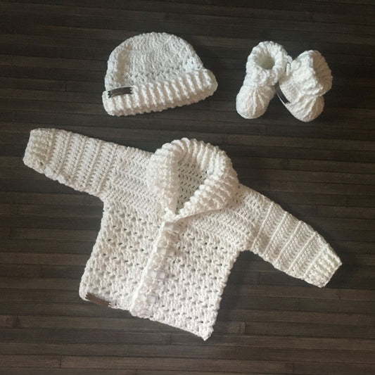 corbin newborn baby sweater hat and booties