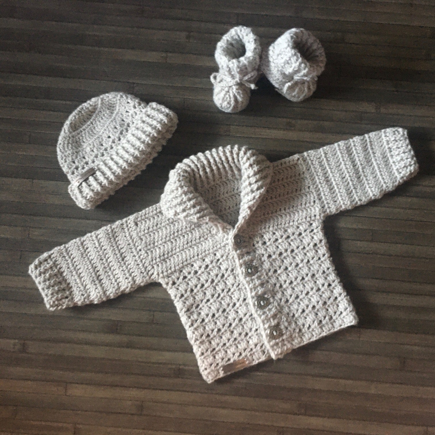 corbin baby sweater hat and booties