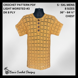 Dallin Crochet Pattern Men's Henley Shirt (S-5XL) – Digital PDF Pattern in English
