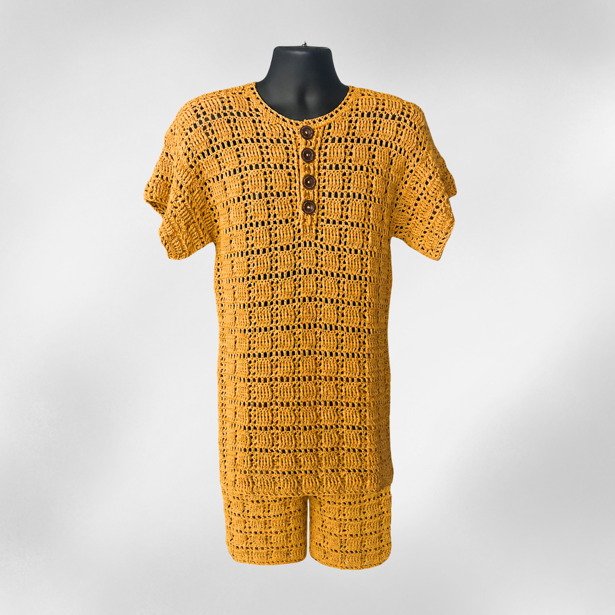 Crochet Men's Henley Shirt & Shorts Set Pattern (S–5XL) – Dallin Summer Outfit for Men & Women