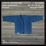 Crochet Baby Cardigan Pattern PDF – Devon V-Neck Baby Sweater (0–3Y)