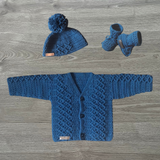 Crochet Baby Set Pattern PDF – Devon V-Neck Cardigan, Hat & Booties (0–3Y)
