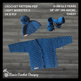Devon Baby Cardigan Hat Booties Set to 2 Years | Crochet Pattern PDF | English